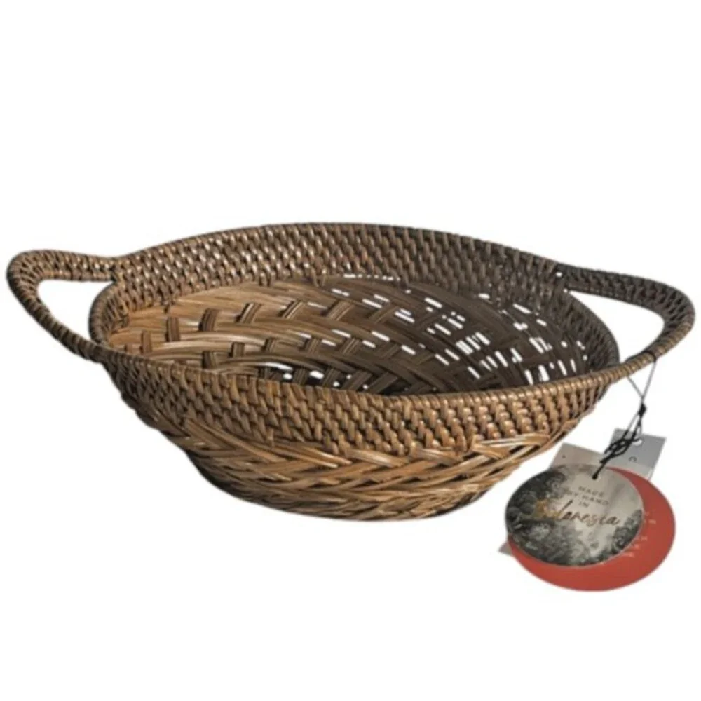 Real Woven Wicker Basket Braided Edge Bread Rolls Oval for Dry Food Only 13x9x6